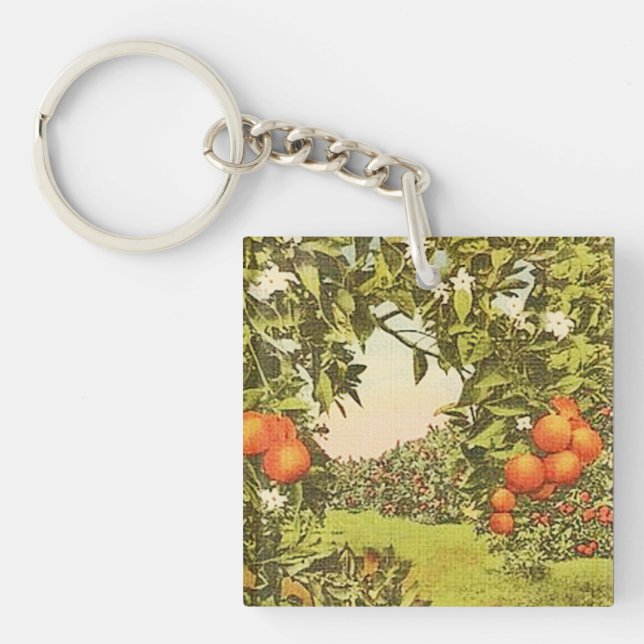 Porte-clefs Verger d'orangers vintage (Devant)