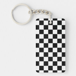 Porte-clefs Vérifier drapeau Course automobile noir et blanc