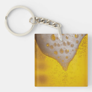 Porte-clefs Verre de bière avec bulles et mousse