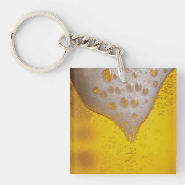 Porte-clefs Verre de bière avec bulles et mousse (Devant)