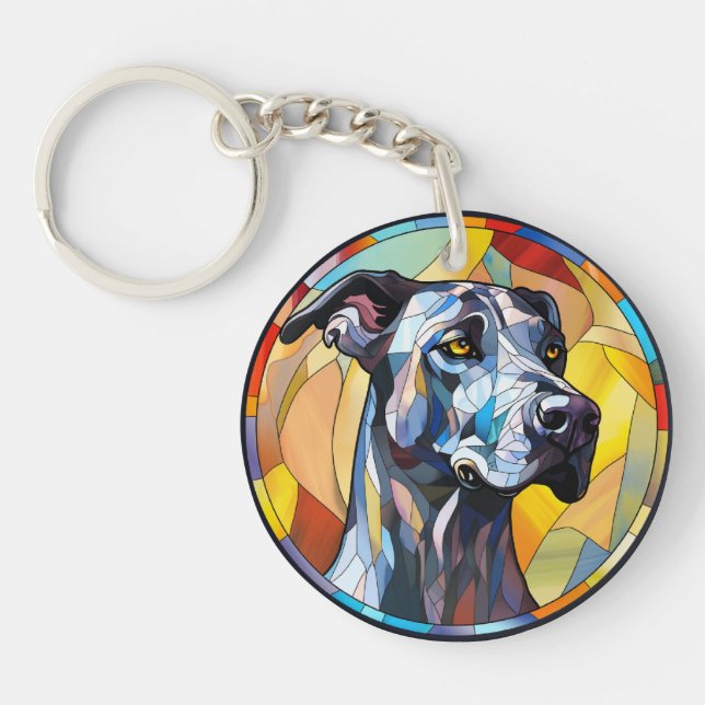 Porte-clefs Verre Doux Tissu Grand Chien Danse (Devant)