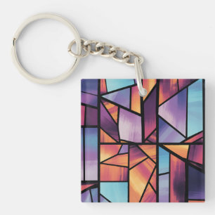 Porte-clefs Verre géométrique vibré Art