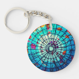 Porte-clefs Verre regardé océan vie tropicale poisson bleu
