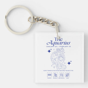 Porte-clefs Verseau Zodiaque Originalité Astrologie Dessin au