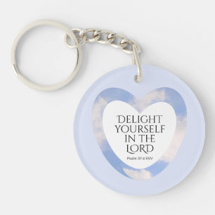 Porte-clefs Verset biblique bleu clair encourageant et édifian