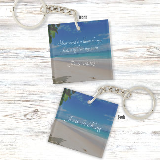 Porte-clefs Verset biblique de la plage tropicale Psaume 119:1