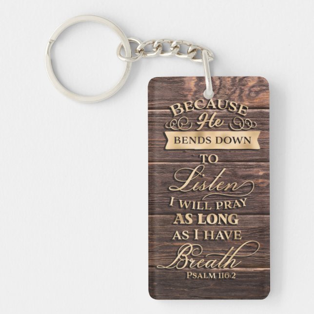 Porte-clefs Verset de la Bible chrétienne Prière Texte Or sur  (Devant)