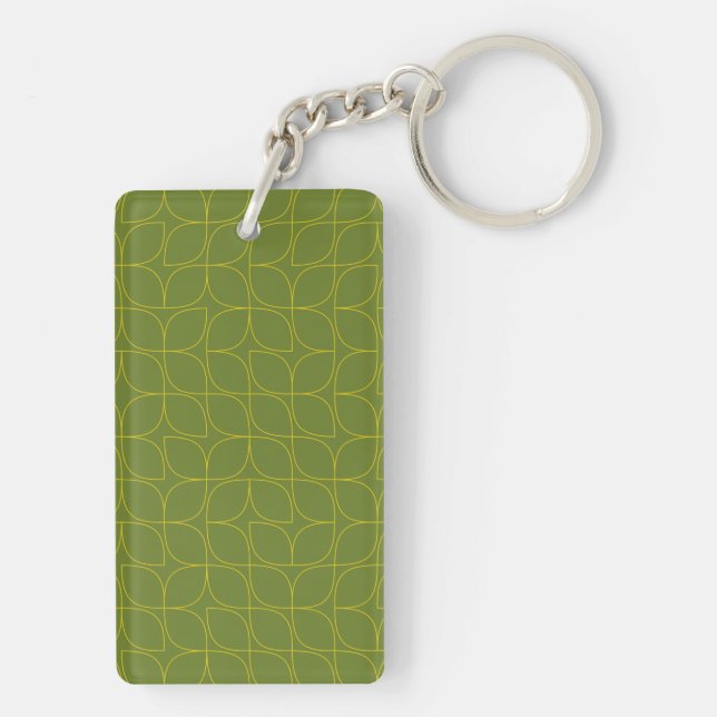 Porte-clefs Vert, cool, tendance, abstraction foliaire ludique (Dos)