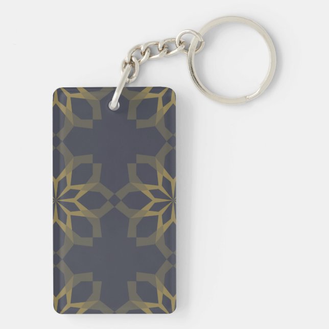Porte-clefs Vert, cool, unique, abstraction fleur tendance (Dos)