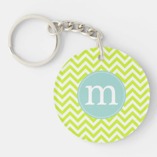 Porte-clefs Vert de chaux moderne Chevron personnalisé