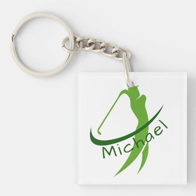 Porte-clefs Vert élégant dénommé Swing Fête des Pères (Devant)