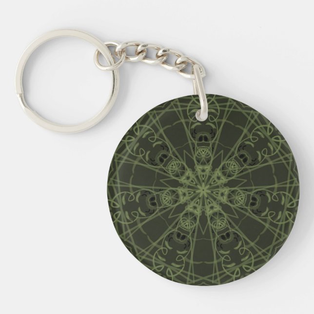Porte-clefs Vert olive géométrique profond  (Devant)