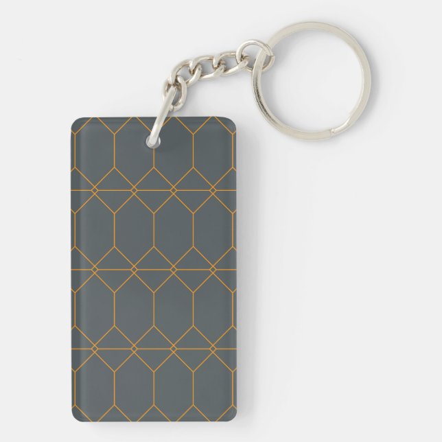 Porte-clefs Vert, or, simple, rétro, élégante illustration (Dos)