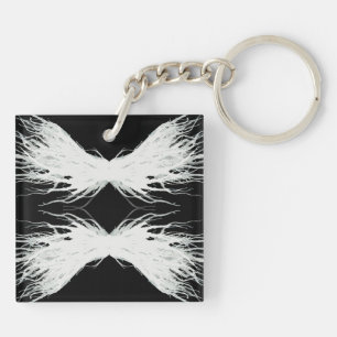 Porte-clefs Vertus Abstrait Ailes Blanches Art à l'encre d'alc
