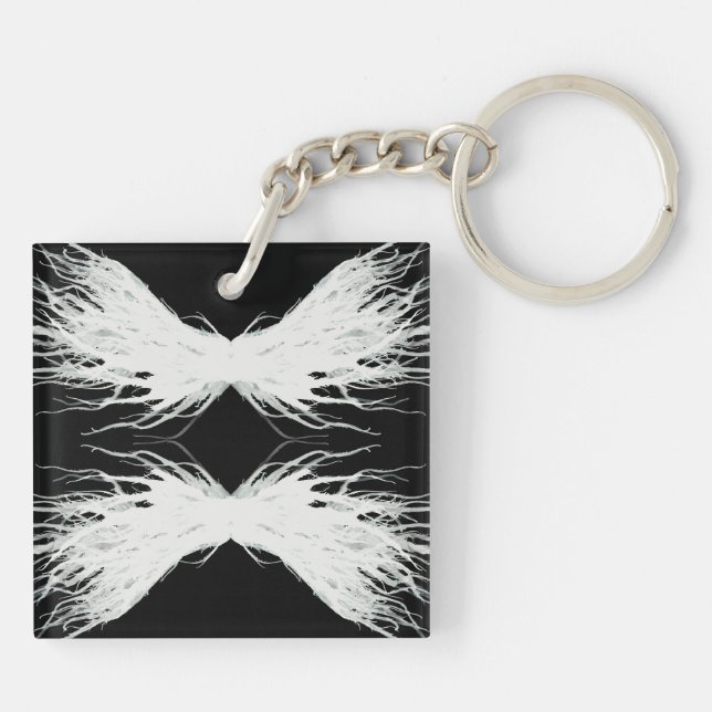 Porte-clefs Vertus Abstrait Ailes Blanches Art à l'encre d'alc (Dos)