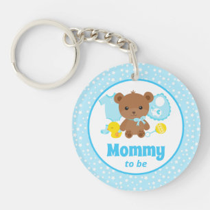Porte-clefs Vêtements d'ours en peluche bleu Baby Shower Maman