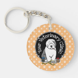 Porte-clefs Vétérinaire Vieux Anglais Berger Gris 1 Cute Vet