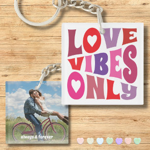 Porte-clefs Vibes d'amour Seulement Red Pink Couple Typographi