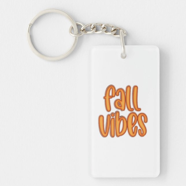 Porte-clefs 🍂 Vibes d'automne - Graphique de texte orange (Devant)