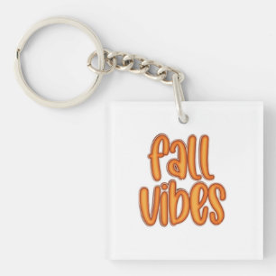 Porte-clefs 🍂 Vibes d'automne - Graphique de texte orange