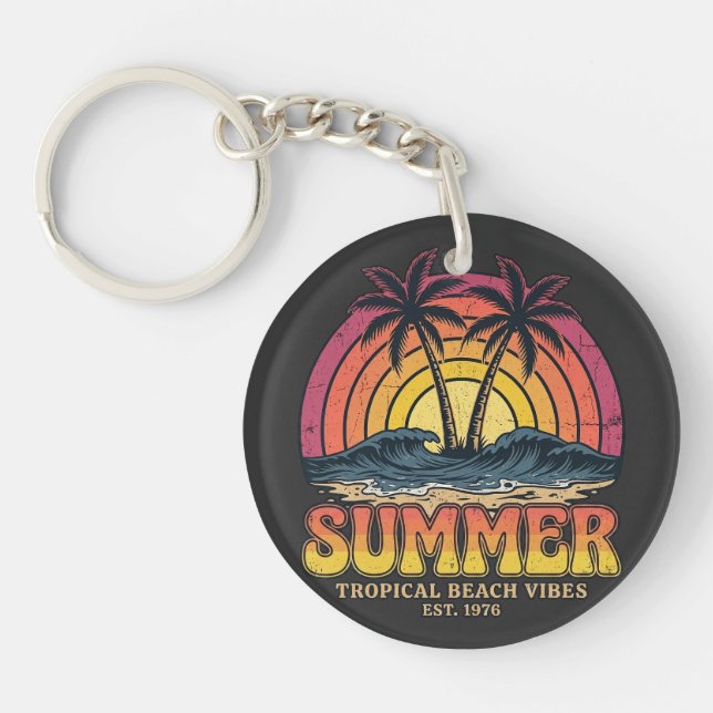 Porte-clefs Vibes de plage tropicale - vacances de vacances d' (Devant)