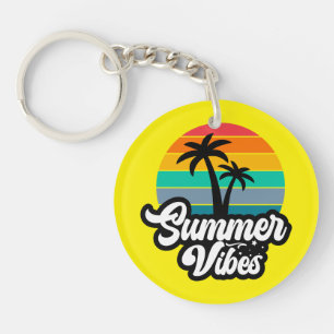 Porte-clefs Vibes d'été avec design de palmiers