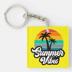 Porte-clefs Vibes d'été avec design de palmiers