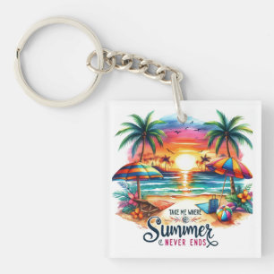 Porte-clefs Vibes d'été Brushstroke Beach Sunset-34626 Sticke