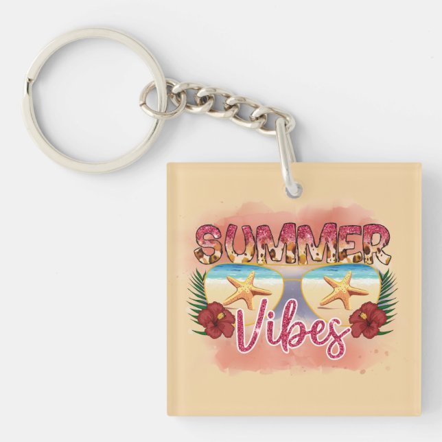 Porte-clefs Vibes d'été | Conception des lunettes de soleil de (Devant)