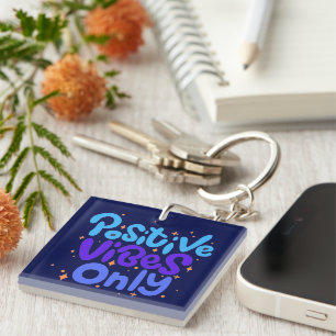 PORTE-CLEFS VIBES POSITIVES CADEAU MAMAN PÈRE PATRON SŒUR FILL