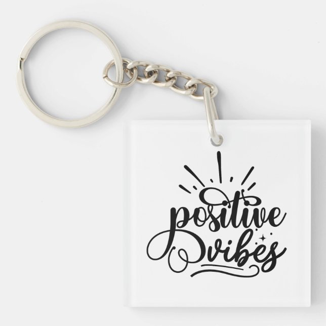 Porte-clefs Vibes Positives Typographie Citation Motivationnel (Devant)
