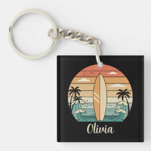 Porte-clefs Vibes Rétro Surf - Planche de Surf et Vagues