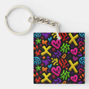 Porte-clefs Vibrant Abstrait Pop Art Motif sans couture