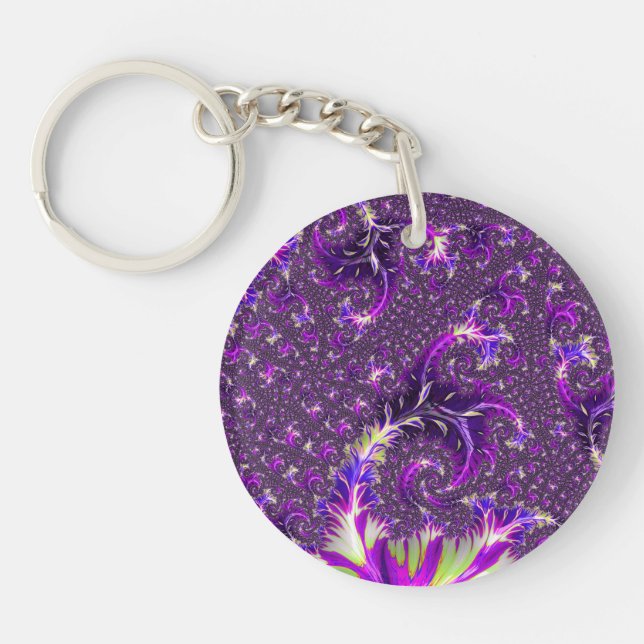 Porte-clefs Vibrant coloré Trippy Super Boho Spiral Fractal (Devant)