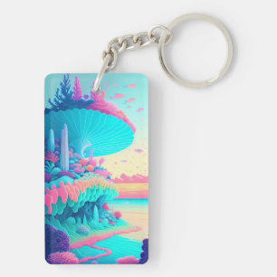 Porte-clefs Vibrant Neon Coral Garden Porte - clé acrylique