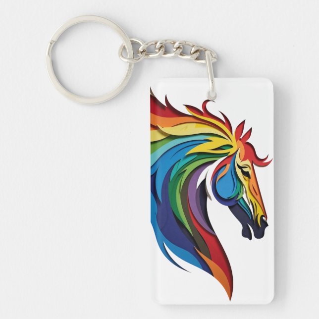Porte-clefs Vibrant Rainbow Horse Silhouette (Devant)