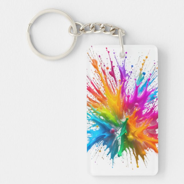 Porte-clefs Vibrant Rainbow Paint Splatter Explosion (Devant)