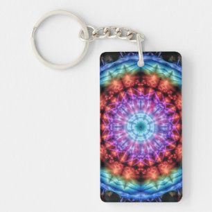 Porte-clefs Vibrant Tie Dye Kaleidoscope Rainbow Mandala