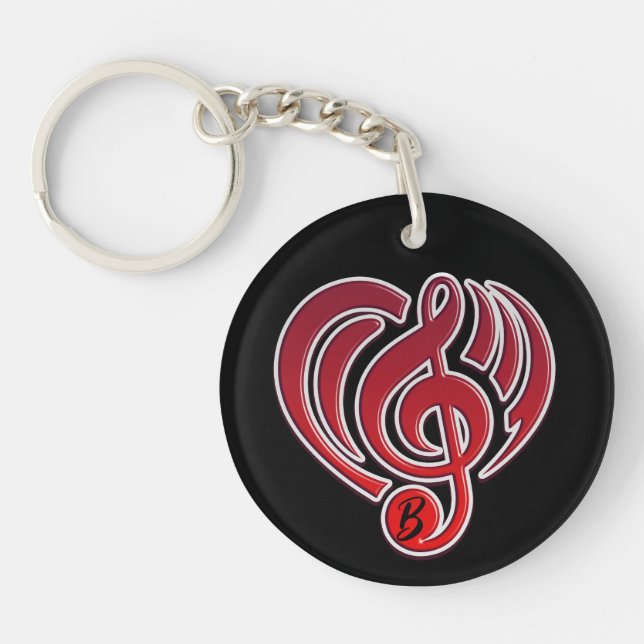 Porte-clefs Vibrations Amour musical Coeur rouge Musique Note  (Devant)