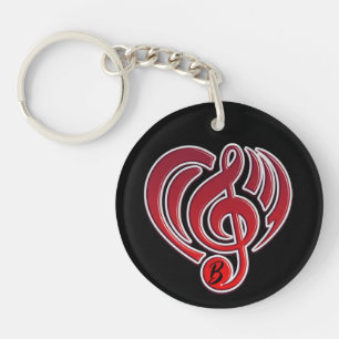 Porte-clefs Vibrations Amour Musical Cœur Rouge Note De Musiqu
