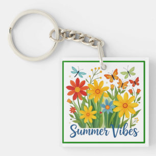 Porte-clefs Vibrations d'été Floral avec Papillons-64534
