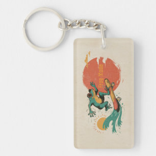 Porte-clefs Vibrations Grenouille – Art Rétro Grenouille Planc