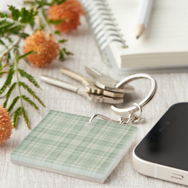 Porte-clefs Vichy vert sauge clair (Devant Droit)