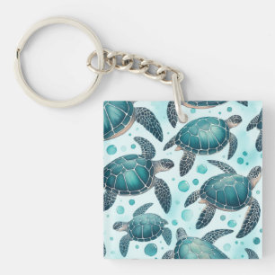 Porte-clefs Vie de Tortue Marine (personnalisé)