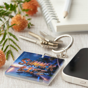 Porte-clefs Vie d'été Typographie de coucher de soleil sur la