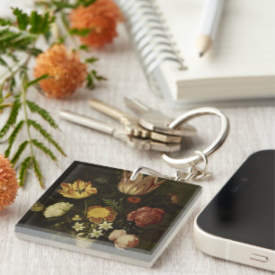 Porte-clefs Vie morte avec des fleurs dans un Vase Wan-li Ambr