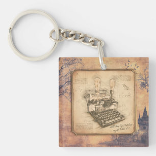 Porte-clefs Vieille machine à écrire Vintage. Auteur / Écrivai