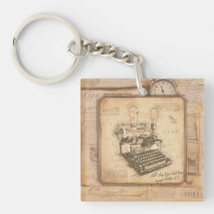 Porte-clefs Vieille machine à écrire Vintage. Auteur / Écrivai
