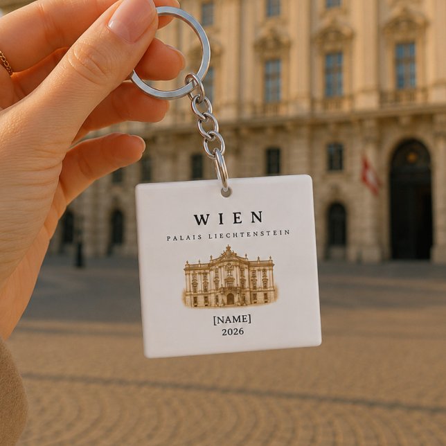 Porte-clefs Vienne Palais Liechtenstein | Nom & Année (Wien Palais Liechtenstein Schlüsselanhänger – personalisierbar im Vintage-Stil.)