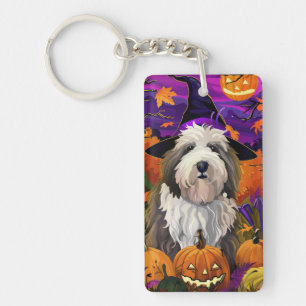 Porte-clefs Vieux anglais Sheepdog Halloween sorcier Citrouill